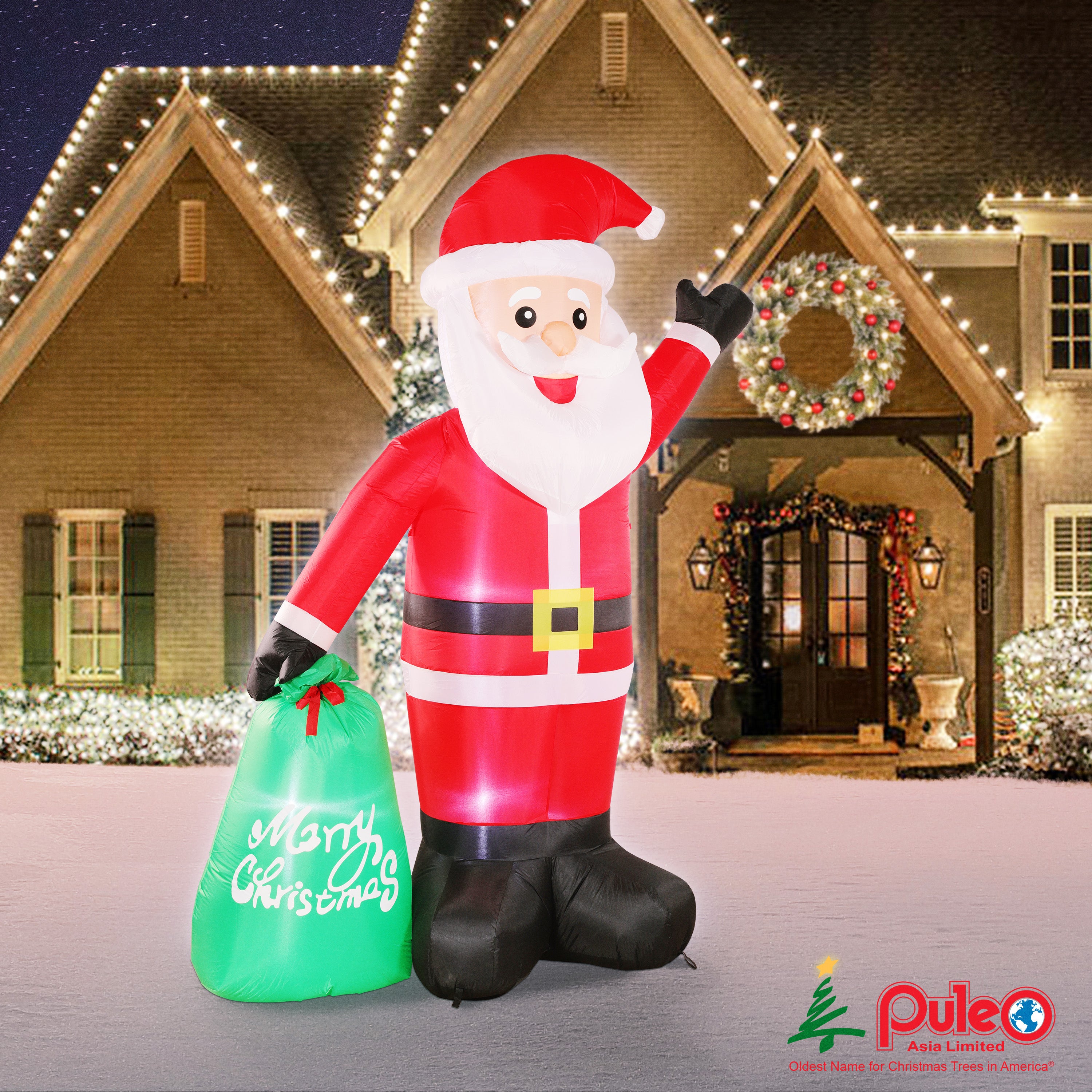 8ft Lighted Blow-Up Inflatable Santa Claus